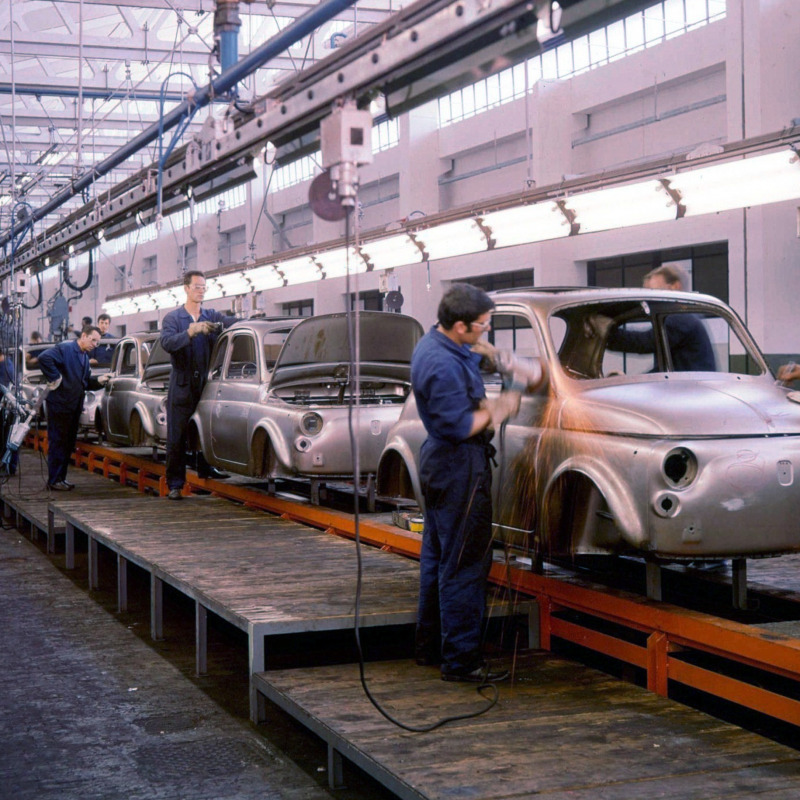 La linea di produzione della Fiat di Termini in una foto d'archivio