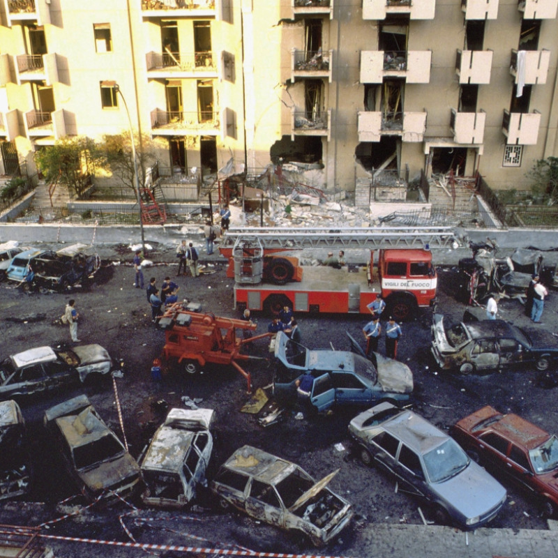 Via D'Amelio subito dopo l'esplosione della bomba