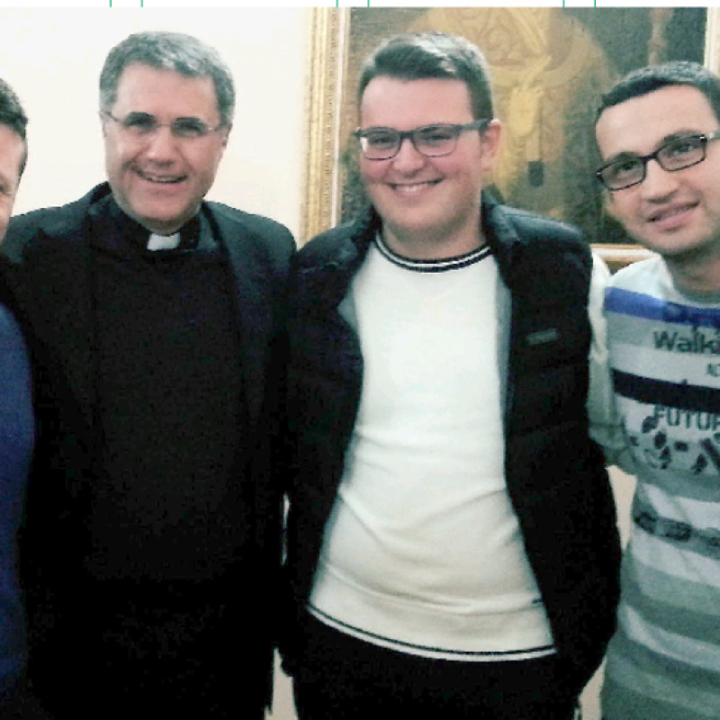 Da sinistra, Massimo Schiera, monsignor Lorefice, Gaetano Catania, Sergio Caputo e Giuseppe Collura
