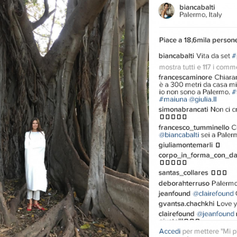 Bianca Balti a Villa Garibaldi - Fonte Instagram