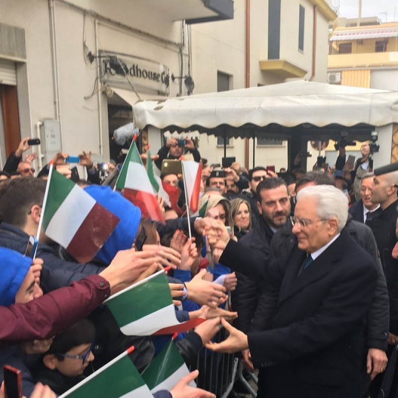 L'arrivo del presidente della Repubblica a Partanna (foto Spanò)