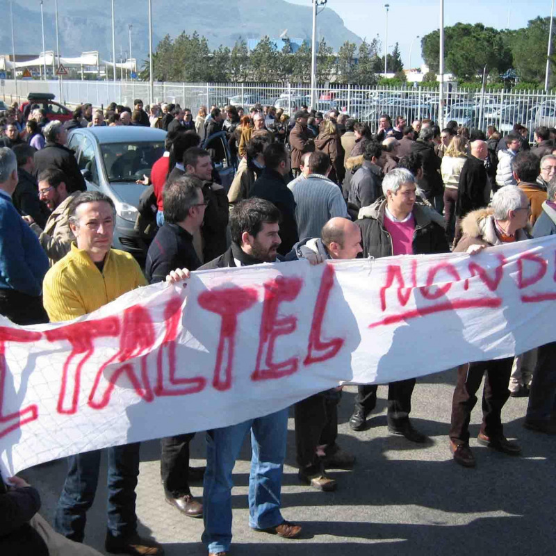 Una protesta all'Italtel di Carini