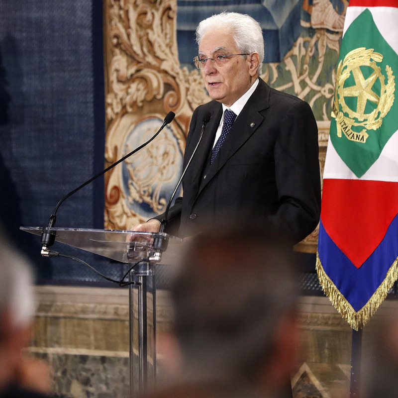 Il presidente della Repubblica Sergio Mattarella durante il discorso dell'1 maggio