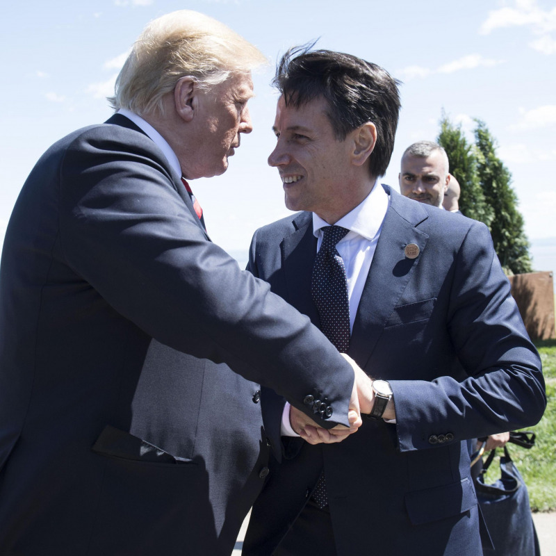 Il premier Giuseppe Conte con il presidente Usa, Donald Trump