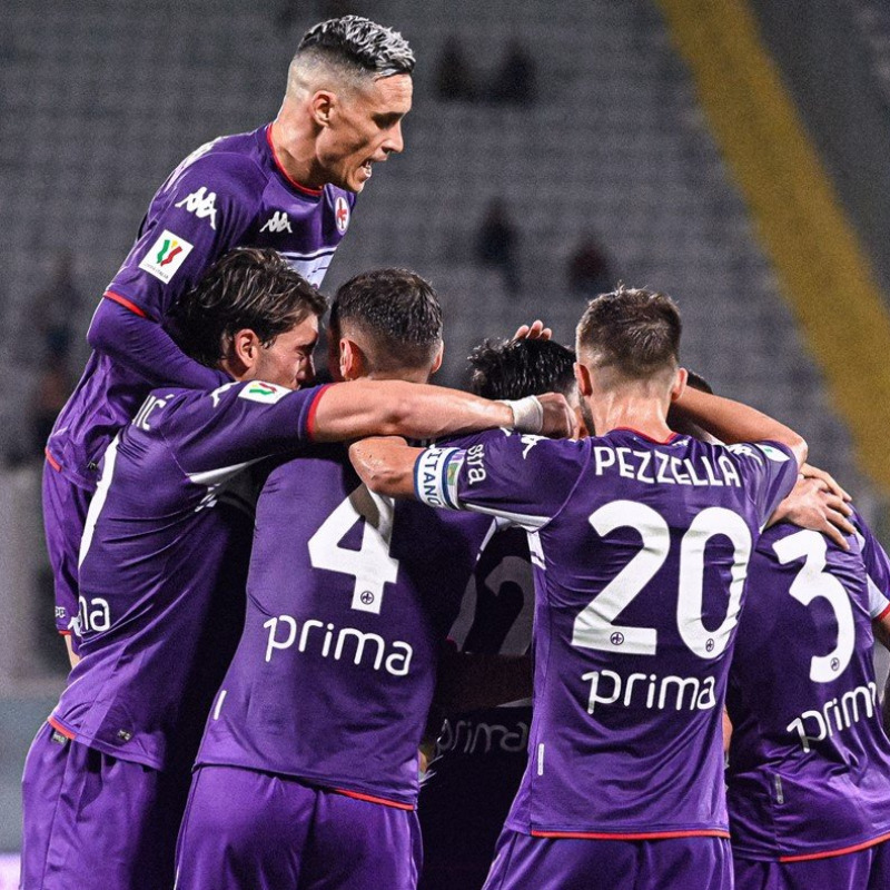 L'esultanza dei giocatori della Fiorentina