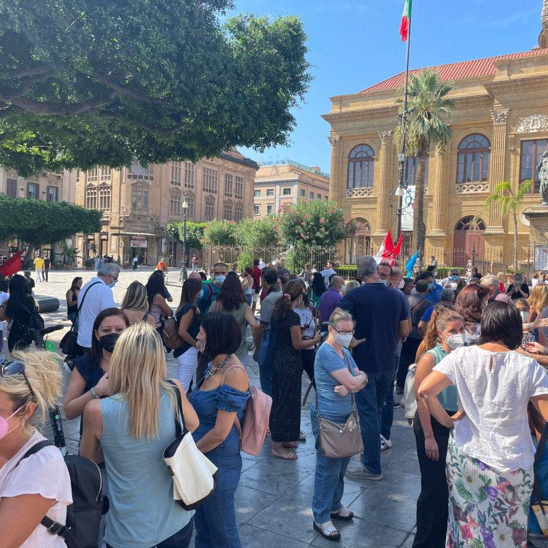 La protesta dei giorni scorsi dei lavoratori Almaviva a Palermo