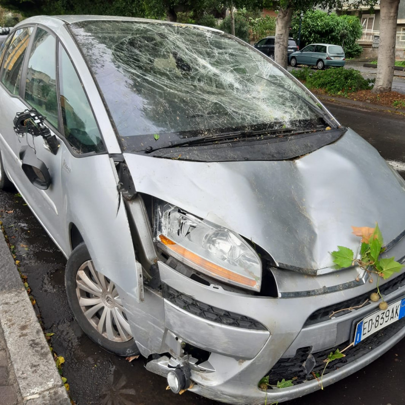 Auto colpita dall'albero sulla circonvallazione di Catania