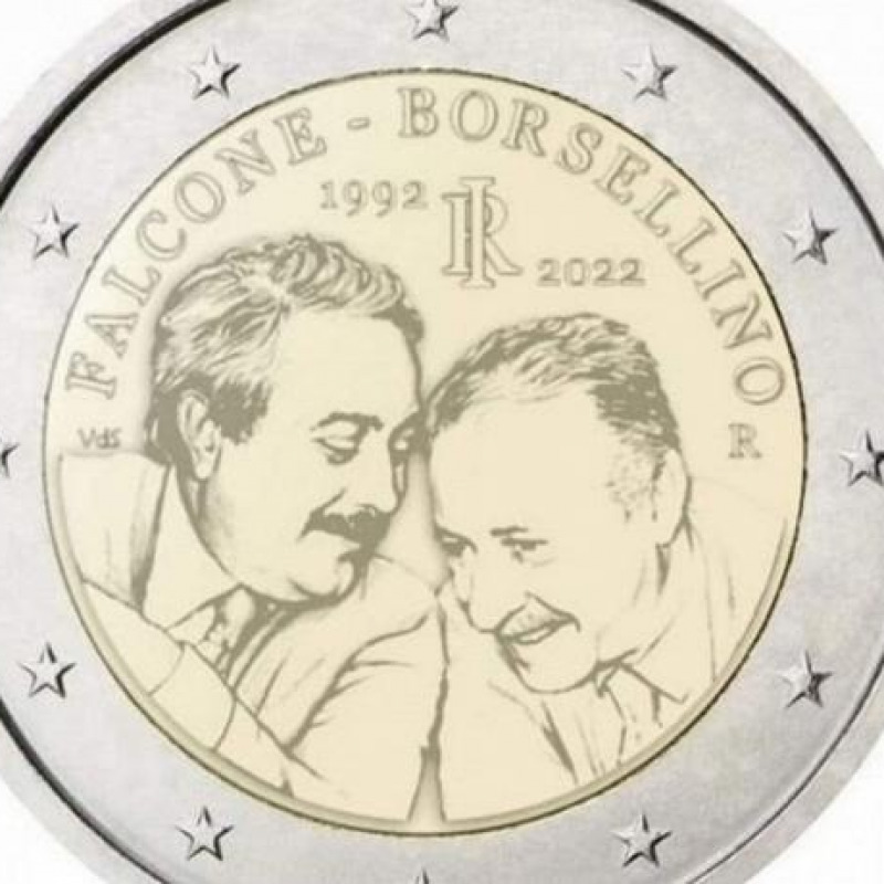 Moneta raffigurante Falcone e Borsellino