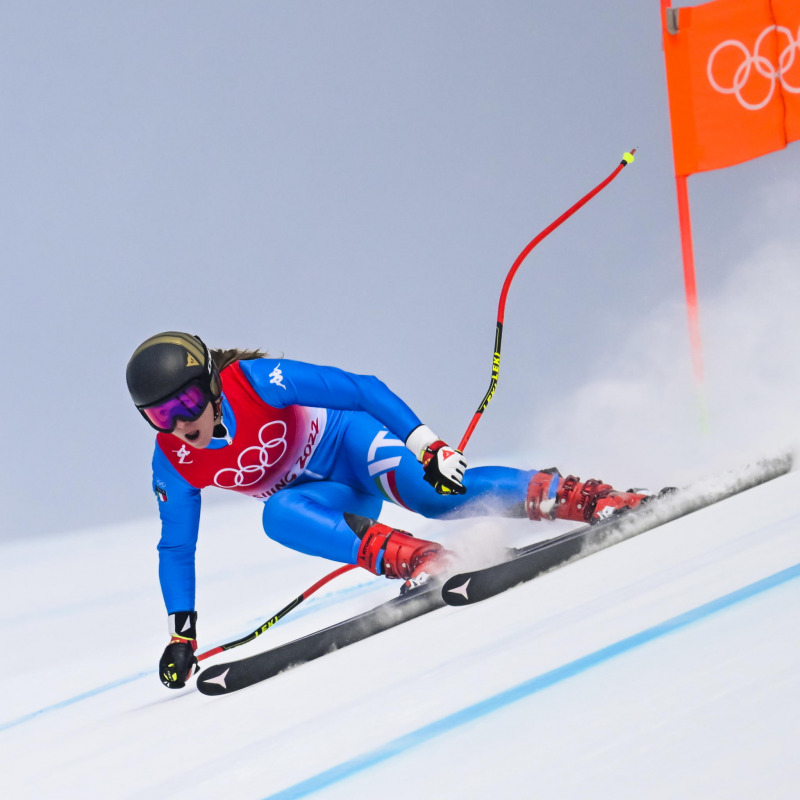Sofia Goggia nelle prove sulla pista olimpica
