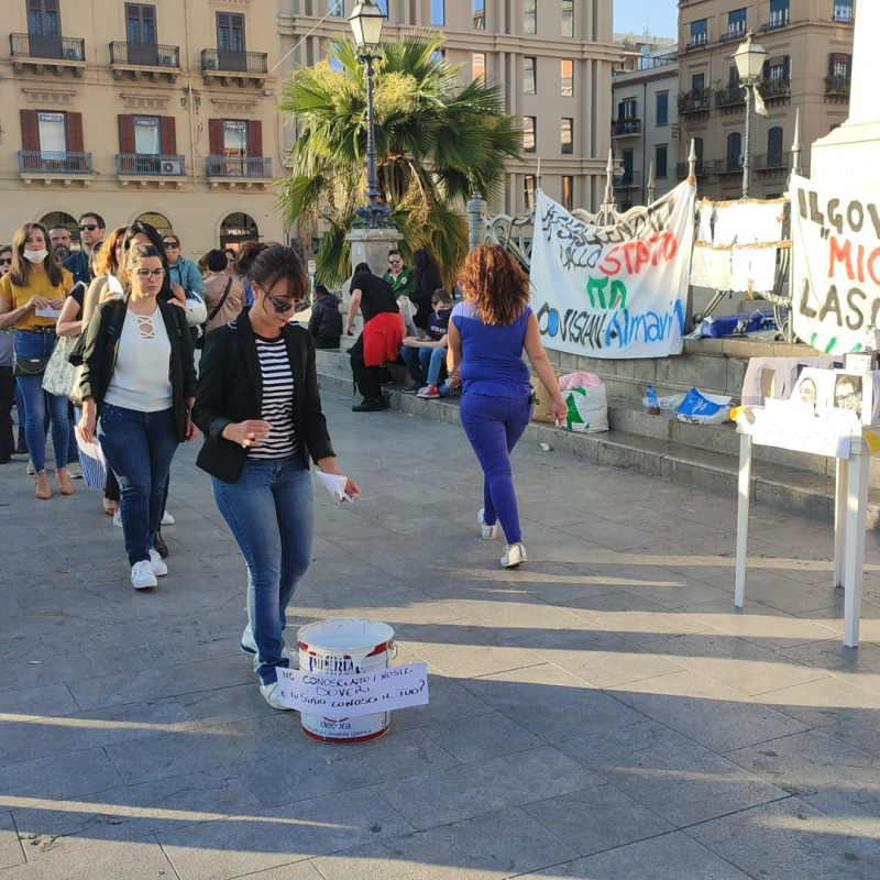 La protesta dei giorni scorsi dei lavoratori Covisian e Almaviva a Palermo