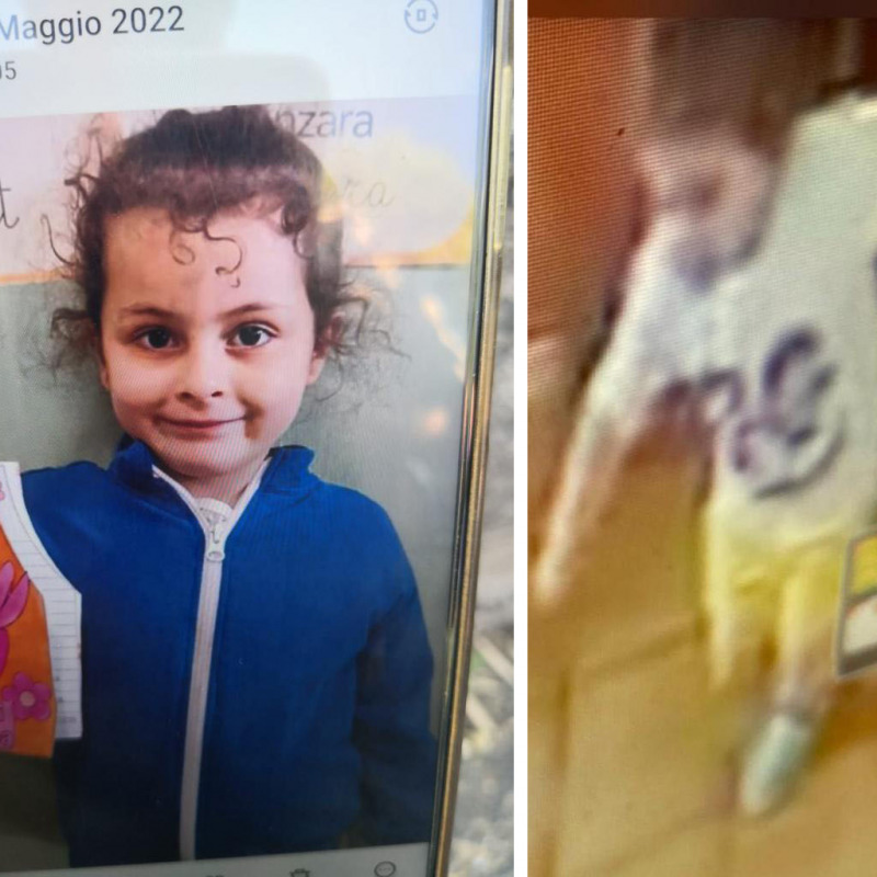La piccola Elena: a destra un'immagine di come era vestita ieri, diffusa dai carabinieri