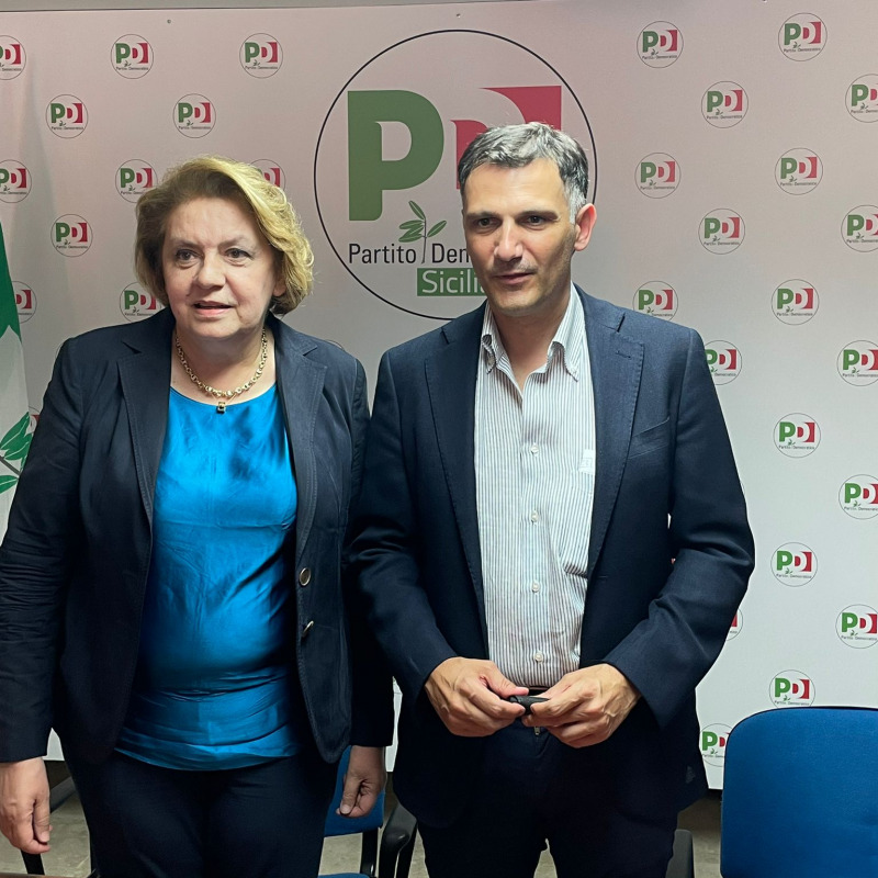 Caterina Chinnici e il segretario regionale del Pd, Anthony Barbagallo