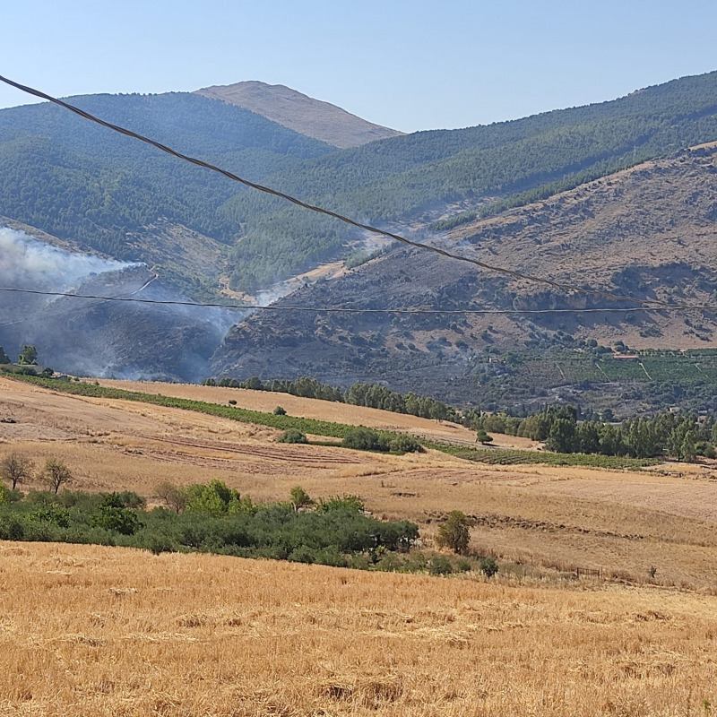 L'incendio delle campagne di Risalaimi nella foto postata da Franco Calderone