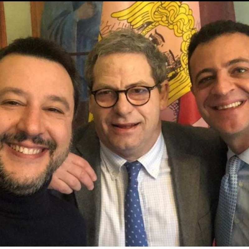 Da sinistra Matteo Salvini, Gianfranco Miccichè e Nino Minardo