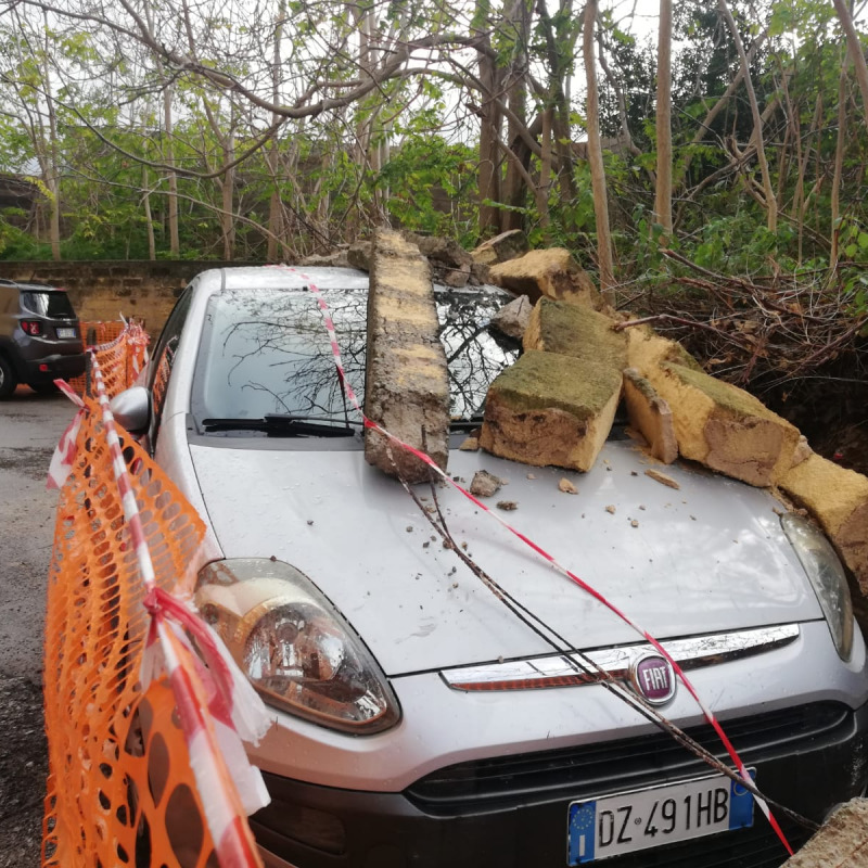 L'auto danneggiata da un albero in largo Siviglia