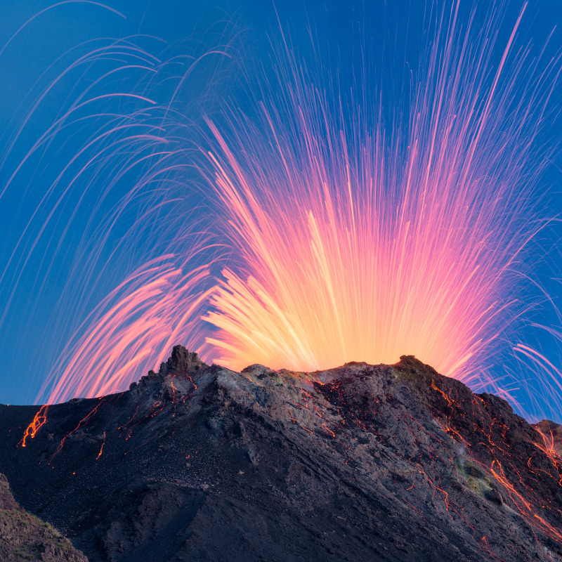 Lo Stromboli in eruzione (foto di Matteo Trolese)