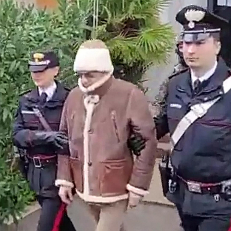 Il boss mafioso Matteo Messina Denaro in un fermo immagine dopo l'arresto dai carabinieri del Ros, dopo 30 anni di latitanza, Palermo, 16 gennaio 2023.