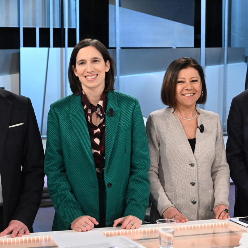 I candidati alla segreteria del Partito Democratico: da sinistra Stefano Bonaccini, Elly Schlein, Paola De Micheli e Gianni Cuperlo